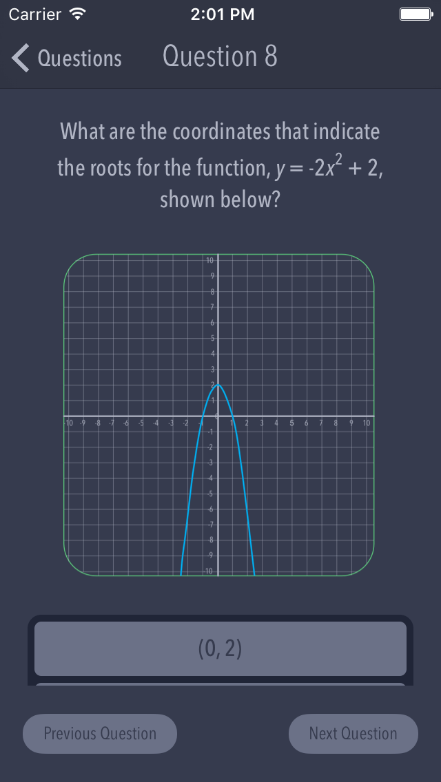 A screenshot showing an example question from the WTMaths app