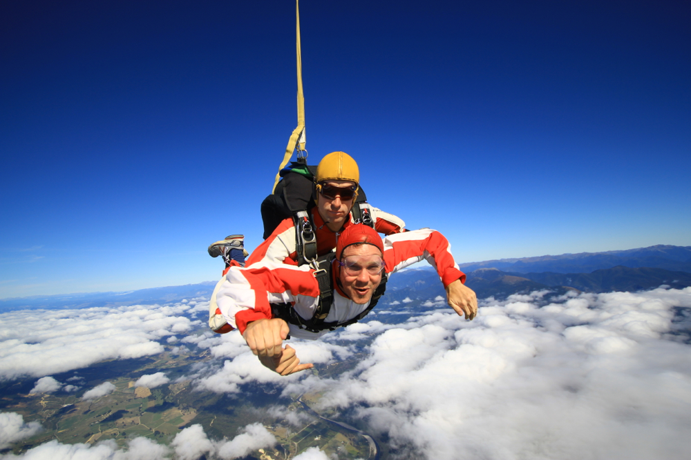 Andrew skydiving in New Zealand.